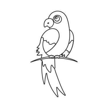 Papağan simgesi anahat. Büyük hayvanlardan Singe hayvan simgesi stok vektör anahat