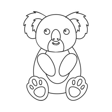 Koala simgesi anahat. Büyük hayvanlar stok vektörse hayvan simgesini singe..