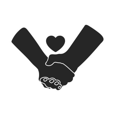 Eller simgesini izole beyaz arka plan üzerinde siyah stil. Romantik sembol stok vektör çizim.