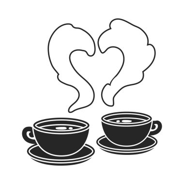 Kahve simge siyah stil beyaz arka plan üzerinde izole içinde. Romantik sembol stok vektör çizim.