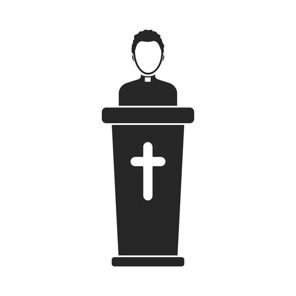 Icono del sacerdote en estilo negro aislado sobre fondo blanco. Religión símbolo stock vector ilustración . — Archivo Imágenes Vectoriales