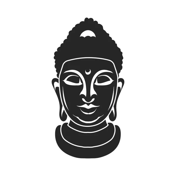 Buddha-ikonen i svart stil isolerad på vit bakgrund. Religion symbol lager vektorillustration. — Stock vektor