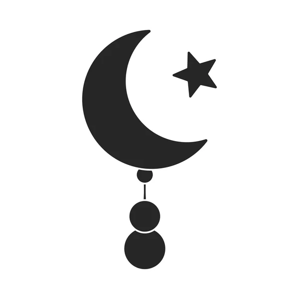 Піктограма півмісяця і зірки в чорному стилі ізольовані на білому тлі. Символ релігії стокове Векторні ілюстрації . — стоковий вектор