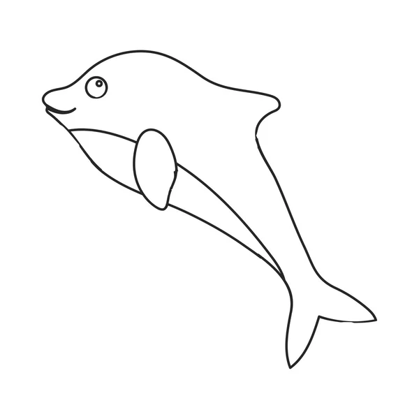 Esquema del icono del delfín. Singe animal icono del contorno de los grandes animales. vector de stock — Vector de stock