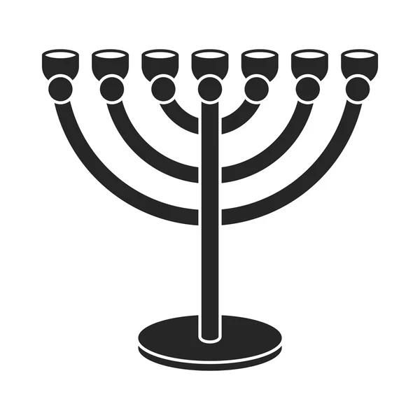 Icône Menorah dans le style noir isolé sur fond blanc. Illustration vectorielle du symbole religieux . — Image vectorielle