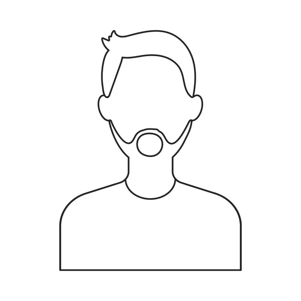 Человек с бородой иконка контура. Одинокий аватар, иконка людей с большого аватара. вектор запаса — стоковый вектор