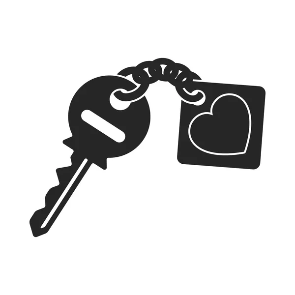 Icono clave en estilo negro aislado sobre fondo blanco. Símbolo romántico stock vector ilustración . — Vector de stock