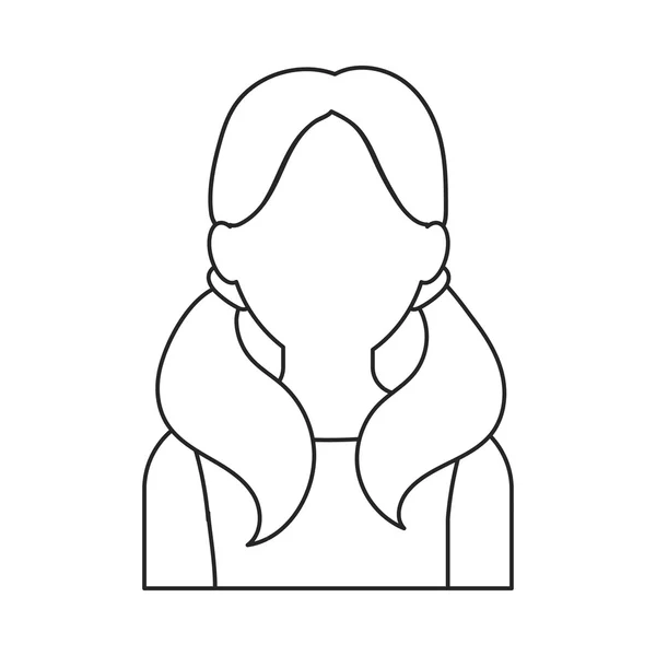 Flicka med svansar ikon kontur. Enda avatar, folk ikonen från den stora avataren kontur. Stock Vector — Stock vektor