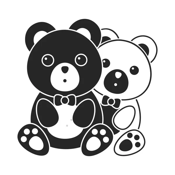 Bären-Symbol im schwarzen Stil isoliert auf weißem Hintergrund. Romantische Symbol Aktien Vektor Illustration. — Stockvektor