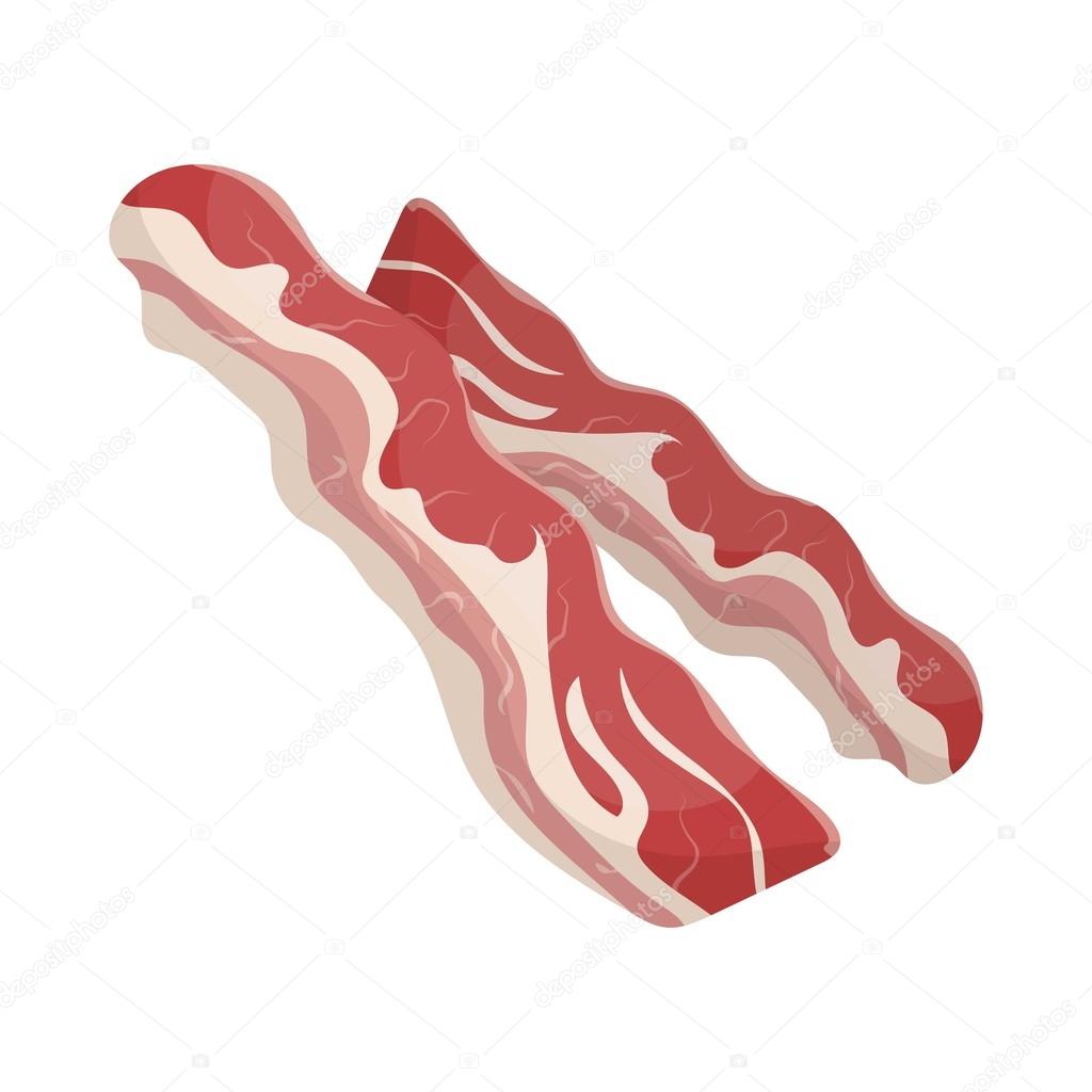 Bacon icon in cartoon style isolated on white background. Meats symbol