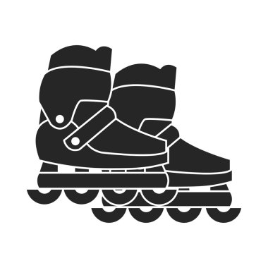 İnblack paten simge siyah stil beyaz arka plan üzerinde izole içinde. Bahçe sembol stok vektör çizim oynamak.