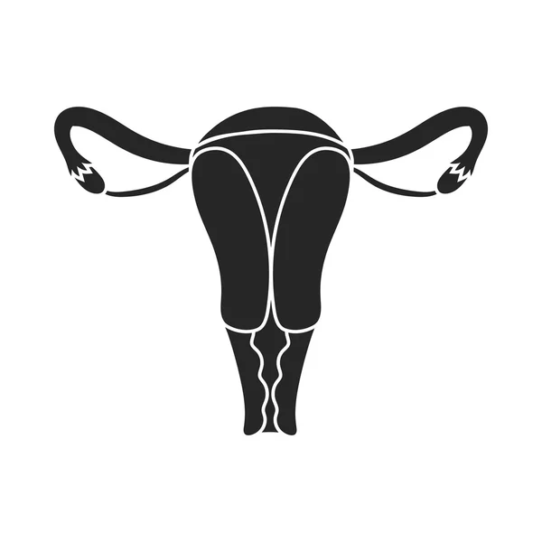 Baarmoeder pictogram in zwarte stijl geïsoleerd op een witte achtergrond. Organen symbool voorraad vectorillustratie. — Stockvector