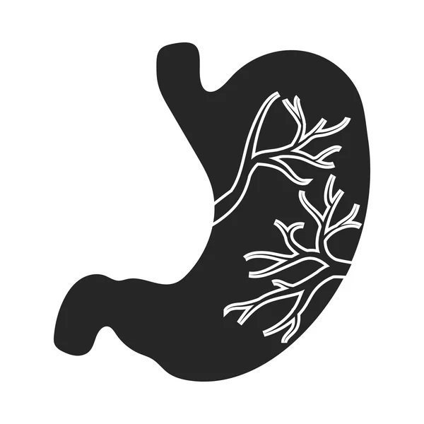 Ícone de estômago em estilo preto isolado em fundo branco. Símbolo de órgãos ilustração vetorial de estoque . — Vetor de Stock