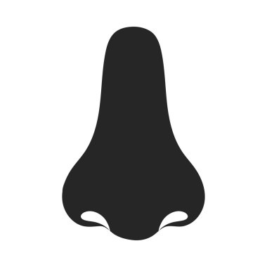 Simge siyah stil beyaz arka plan üzerinde izole burun. Vücut sembol stok vektör çizim parçası.