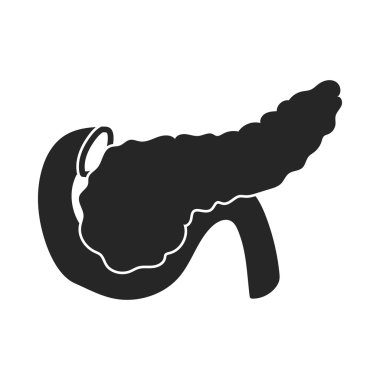 Pankreas simge siyah stil beyaz arka plan üzerinde izole içinde. Organları sembol stok vektör çizim.