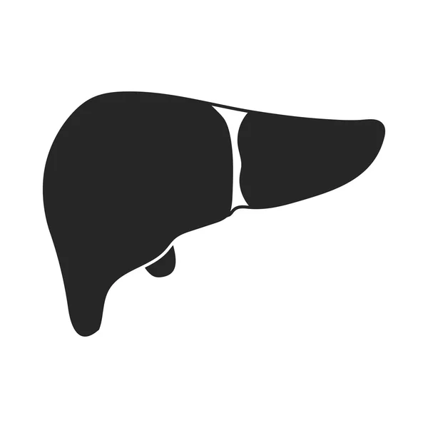 白い背景に分離された黒のスタイルで肝のアイコン。臓器シンボル株式ベクトル図. — ストックベクタ