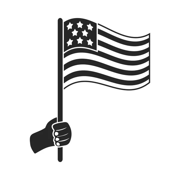 Ikone der amerikanischen Flagge im schwarzen Stil isoliert auf weißem Hintergrund. patriot day symbol aktienvektor illustration. — Stockvektor