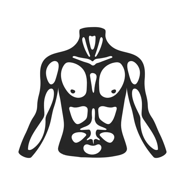 白い背景に分離された黒のスタイルで胸のアイコン。体記号株式ベクトル図の一部. — ストックベクタ