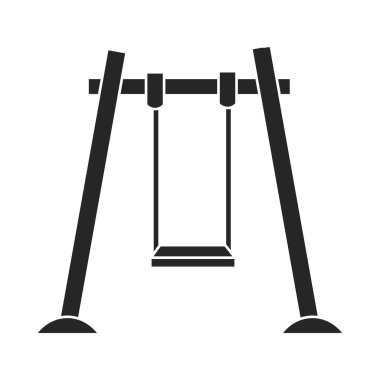 Simge siyah stil beyaz arka plan üzerinde izole salıncak. Bahçe sembol stok vektör çizim oynamak.