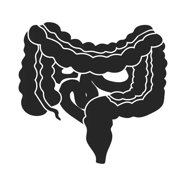白い背景に分離された黒のスタイルで消化管のアイコン。臓器シンボル株式ベクトル図. — ストックベクタ