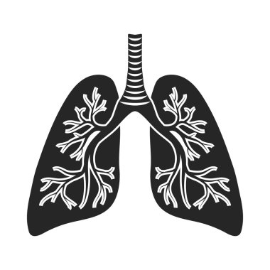 Akciğerler simgesinde siyah stil beyaz arka plan üzerinde izole. Organları sembol stok vektör çizim.