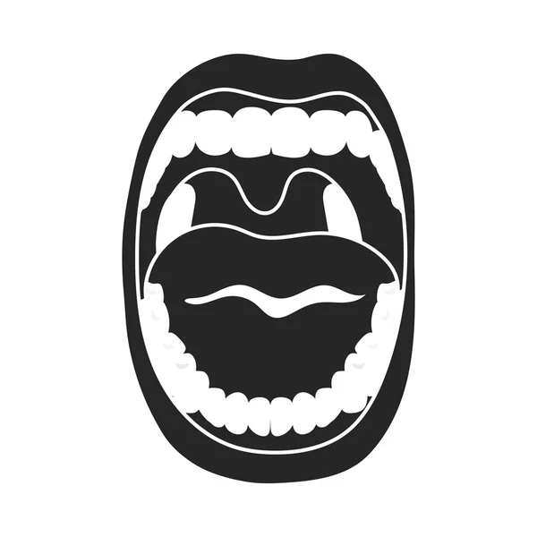 Ícone da boca em estilo preto isolado no fundo branco. Símbolo de órgãos ilustração vetorial de estoque . —  Vetores de Stock