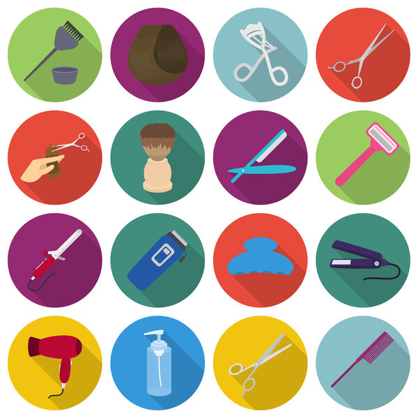Hairdressery set icons in flat style. Big collection hairdressery vector symbol stock illustration