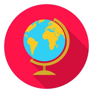 Düz stil beyaz arka plan üzerinde izole küre simgesi. Okul sembol stok vektör çizim.