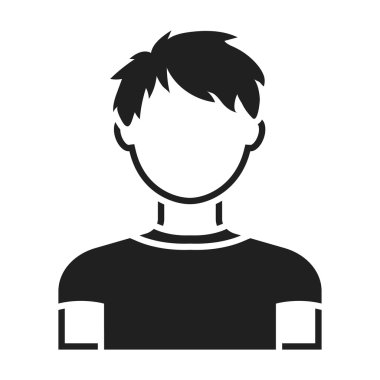 Kızıl saçlı çocuk simge siyah stil beyaz arka plan üzerinde izole içinde. Avatar sembol stok vektör çizim.