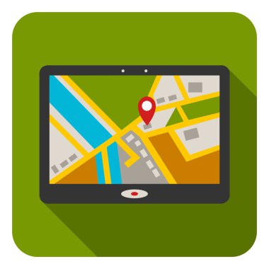 Düz stil beyaz arka plan üzerinde izole GPS simgesini. Lojistik sembol stok vektör çizim.