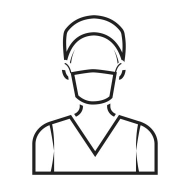 Hemşire simge siyah stil beyaz arka plan üzerinde izole içinde. İlaç ve hastane sembol stok vektör çizim.