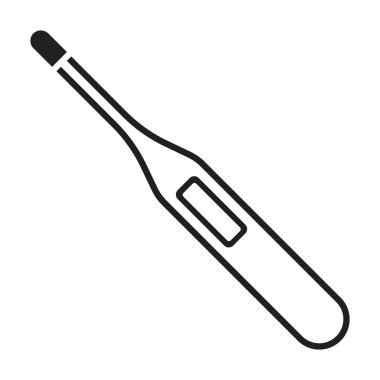 Termometre simge siyah stil beyaz arka plan üzerinde izole içinde. İlaç ve hastane sembol stok vektör çizim.