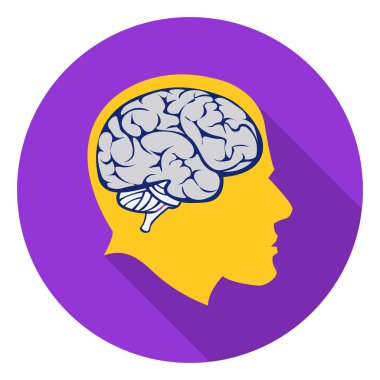 Düz stil beyaz arka plan üzerinde izole beyin simgesini. Okul sembol stok vektör çizim.