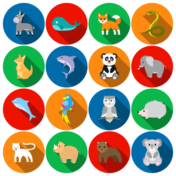 Animals set icons in flat style. Big collection animals vector symbol stock illustration — Stock vektor