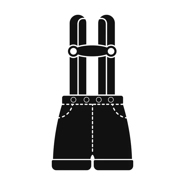 Icona Lederhosen in stile nero isolata su sfondo bianco. Illustrazione vettoriale stock simbolo Oktoberfest . — Vettoriale Stock