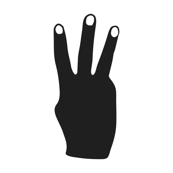 Icono de tres dedos en estilo negro aislado sobre fondo blanco. Gestos de mano símbolo stock vector ilustración . — Vector de stock