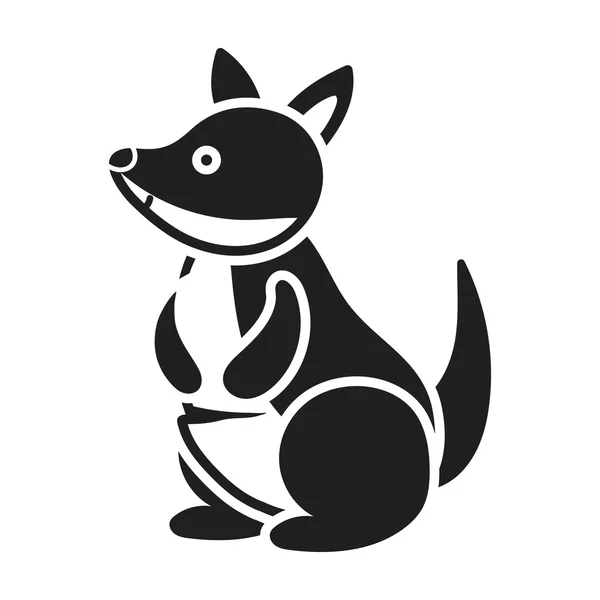 Icona canguro in stile nero isolata su sfondo bianco. Illustrazione vettoriale stock simbolo animali . — Vettoriale Stock