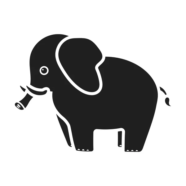 Het pictogram van de olifant in zwarte stijl geïsoleerd op een witte achtergrond. Dieren symbool voorraad vectorillustratie. — Stockvector
