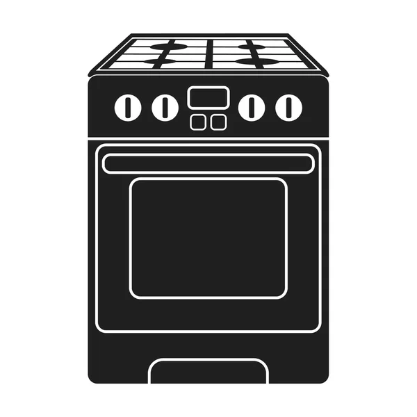 Cuisinière icône dans le style noir isolé sur fond blanc. Illustration vectorielle du symbole de l'appareil ménager . — Image vectorielle