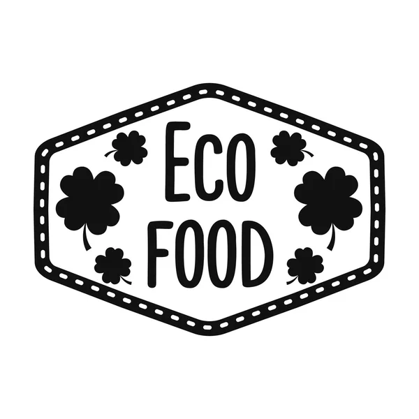 Icono eco-alimento en estilo negro aislado sobre fondo blanco. Etiqueta símbolo stock vector ilustración . — Archivo Imágenes Vectoriales