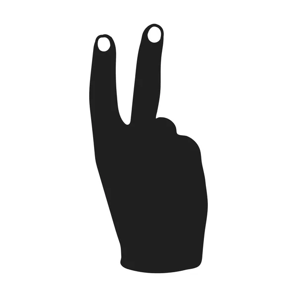 Victory sign icon in black style isolated on white background. Hand gestures symbol stock vector illustration. — Stock Vector