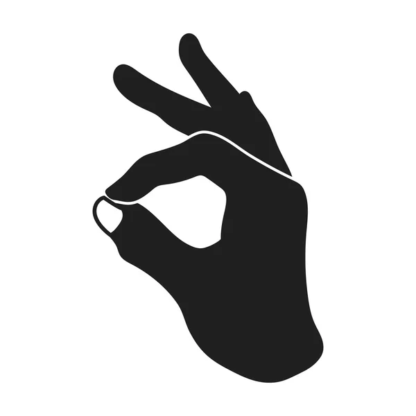 Oké jel ikonjára fekete stílus elszigetelt fehér background. Kézmozdulatok szimbólum, vektor stock illusztráció. — Stock Vector