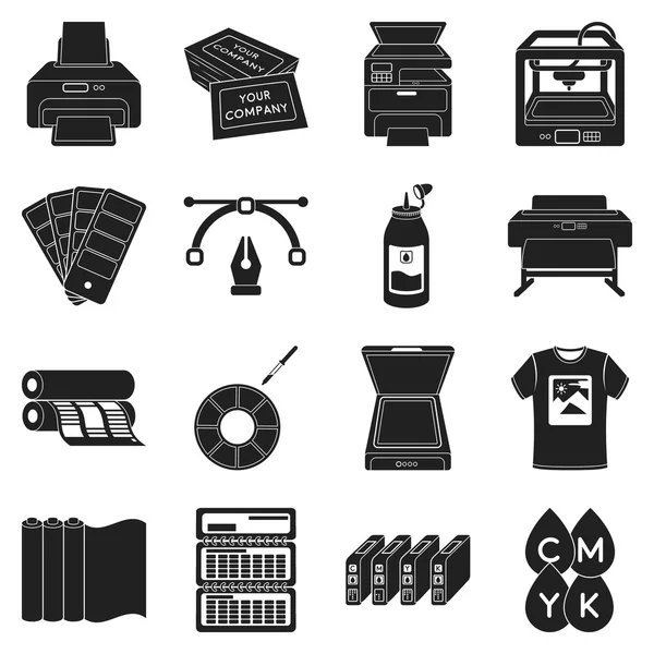 Tipografia definir ícones em estilo preto. Grande coleção tipografia vetor símbolo estoque ilustração — Vetor de Stock