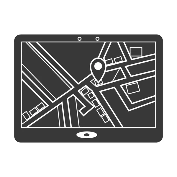 ไอคอน GPS ในสไตล์สีดําแยกจากพื้นหลังสีขาว สัญลักษณ์โลจิสติก ภาพเวกเตอร์หุ้น . — ภาพเวกเตอร์สต็อก
