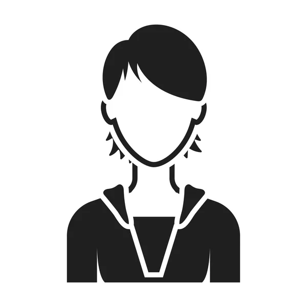 Kvinna-ikonen i svart stil isolerad på vit bakgrund. Avatar symbol lager vektorillustration. — Stock vektor