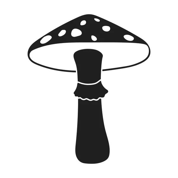 Grüne Amanita-Ikone im schwarzen Stil isoliert auf weißem Hintergrund. Pilzsymbol Aktienvektor Illustration. — Stockvektor