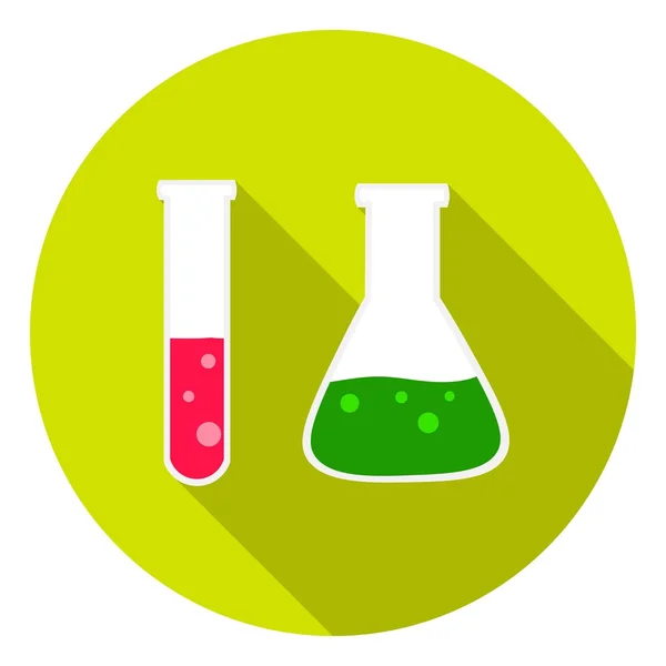 Reagenzglas und Retortensymbol in flachem Stil isoliert auf weißem Hintergrund. Schule Symbol Lager Vektor Illustration. — Stockvektor