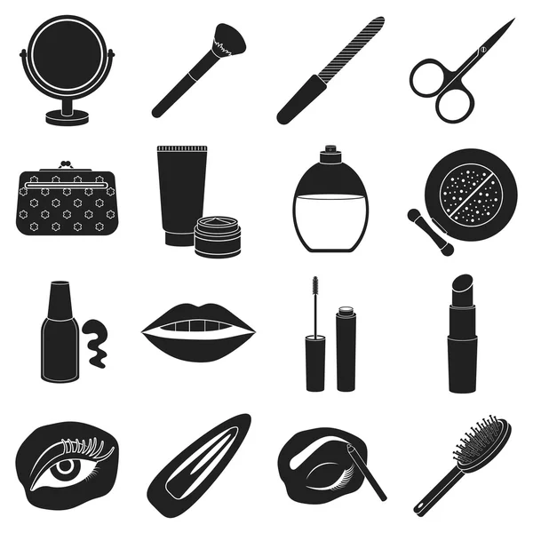 Make up set icons in black style. Big collection of make up vector illustration symbol. — Stock Vector