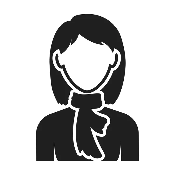 Kvinna-ikonen i svart stil isolerad på vit bakgrund. Avatar symbol lager vektorillustration. — Stock vektor