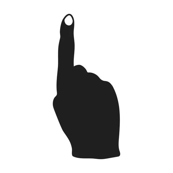 Icona con indice rialzato in stile nero isolato su sfondo bianco. Gesti della mano simbolo stock vettoriale illustrazione . — Vettoriale Stock